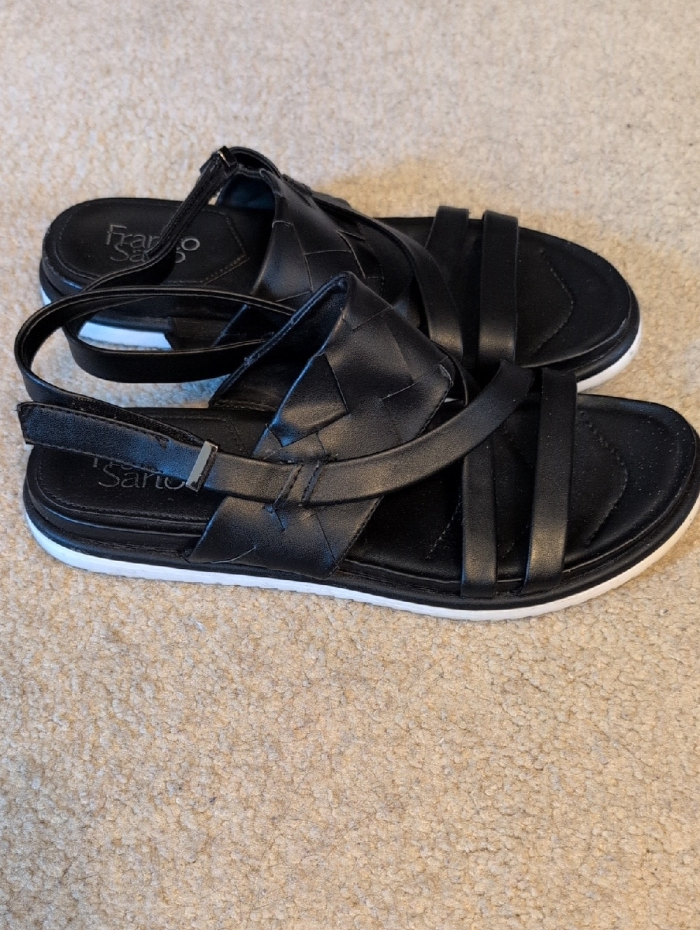 Franco Sarto Black Woven & Crisscross Strap Sandals - Picture 3 of 5